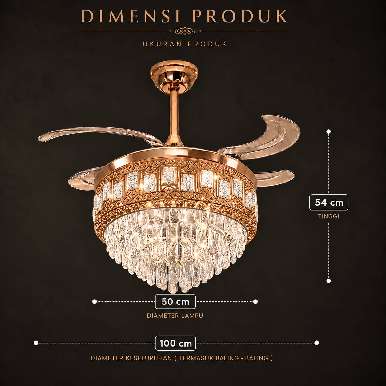 Crystal Hidden Fan Foto produk 3