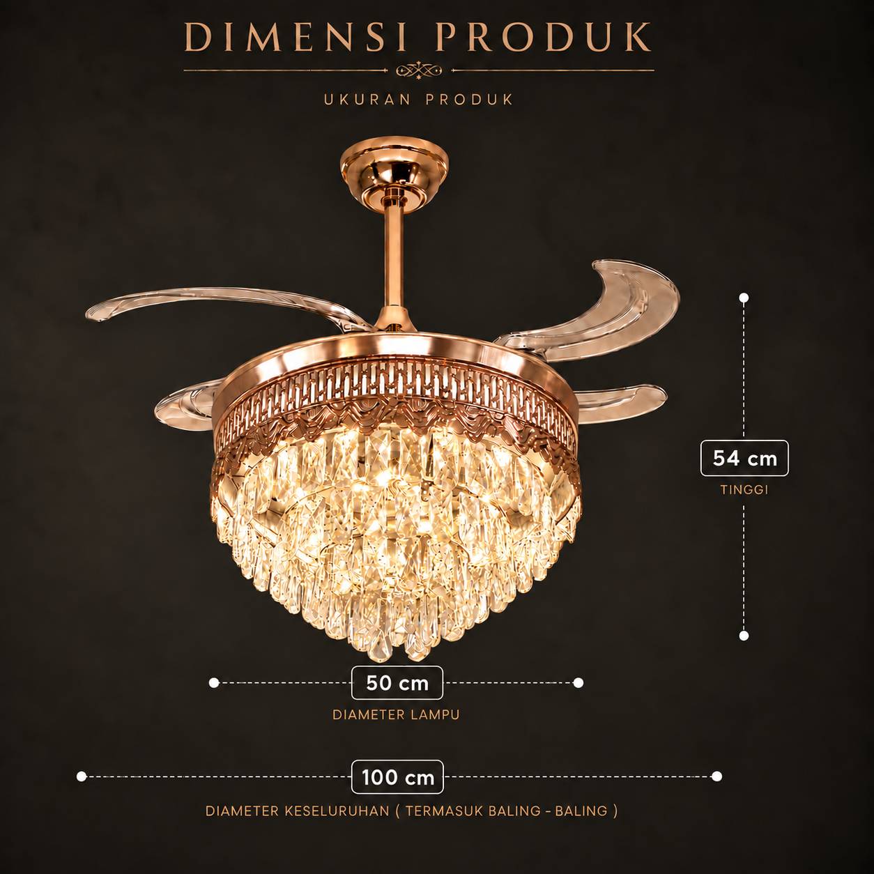 Crystal Hidden Fan Foto produk 3