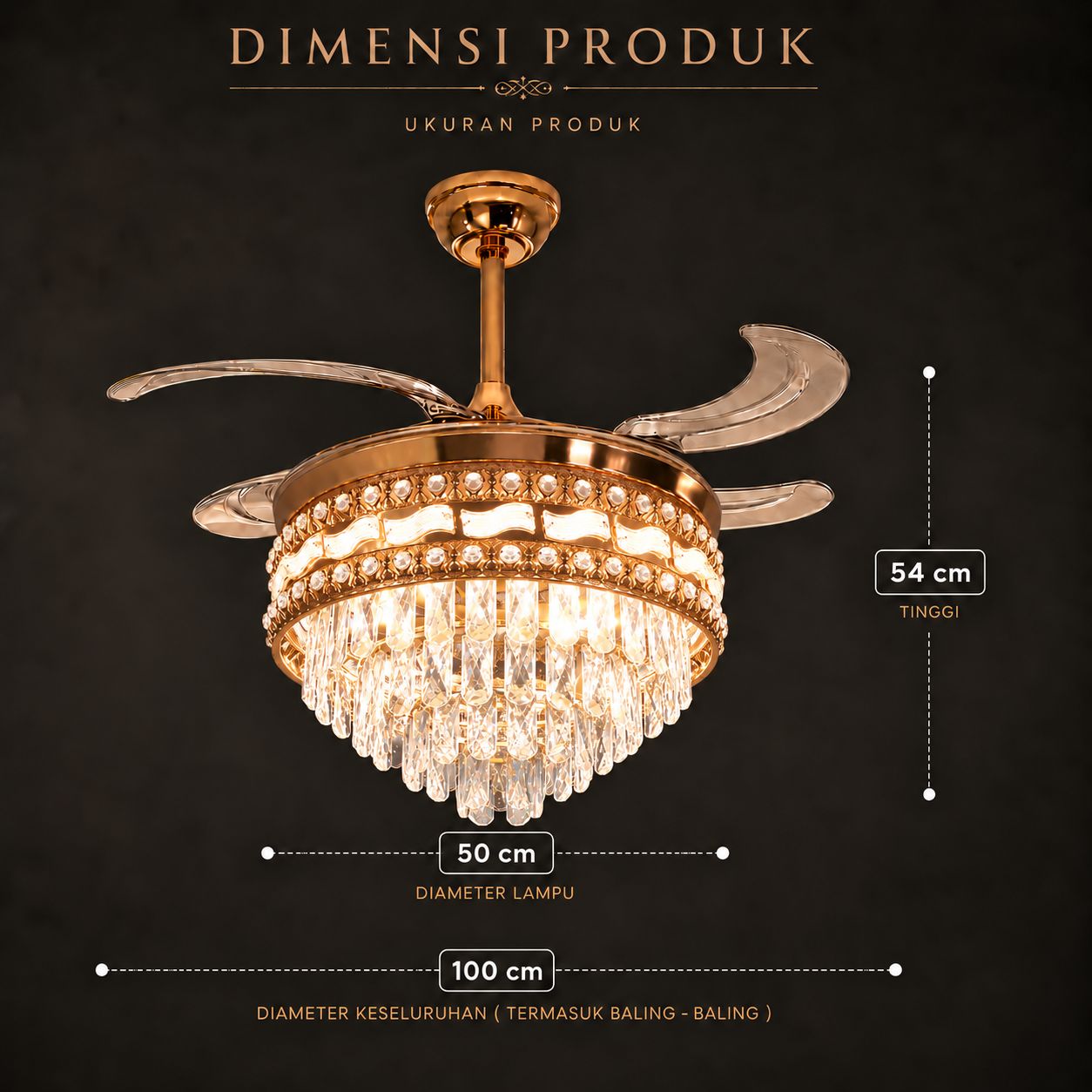 Crystal Hidden Fan Foto produk 3