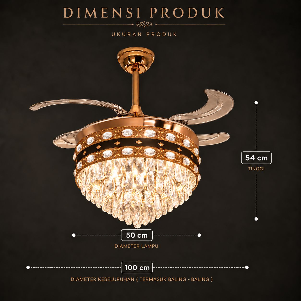 Crystal Hidden Fan Foto produk 3