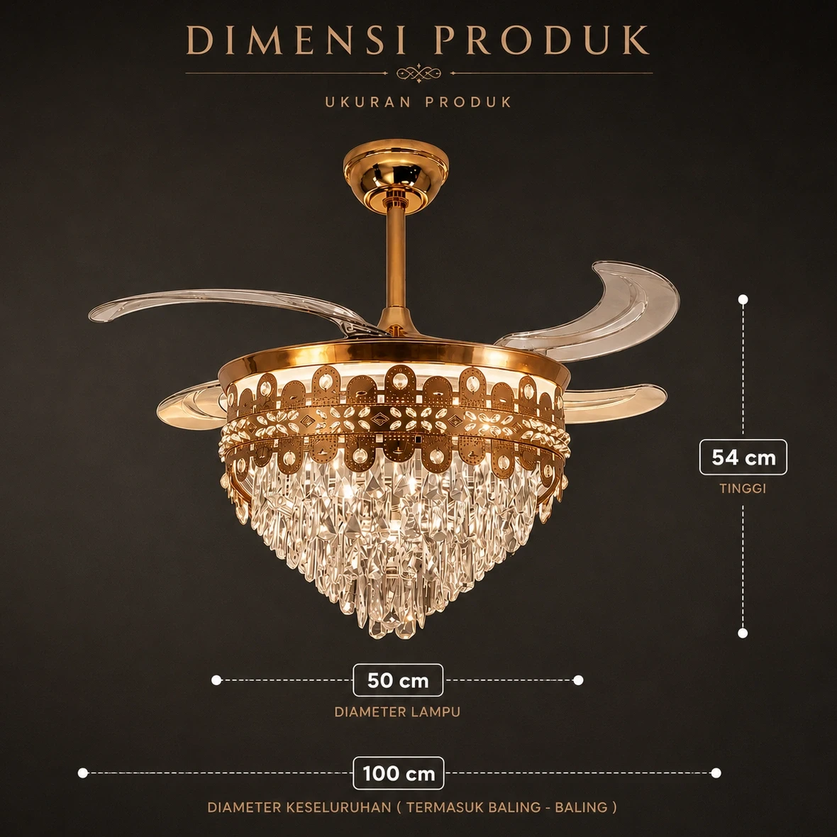 Crystal Hidden Fan Foto produk 3